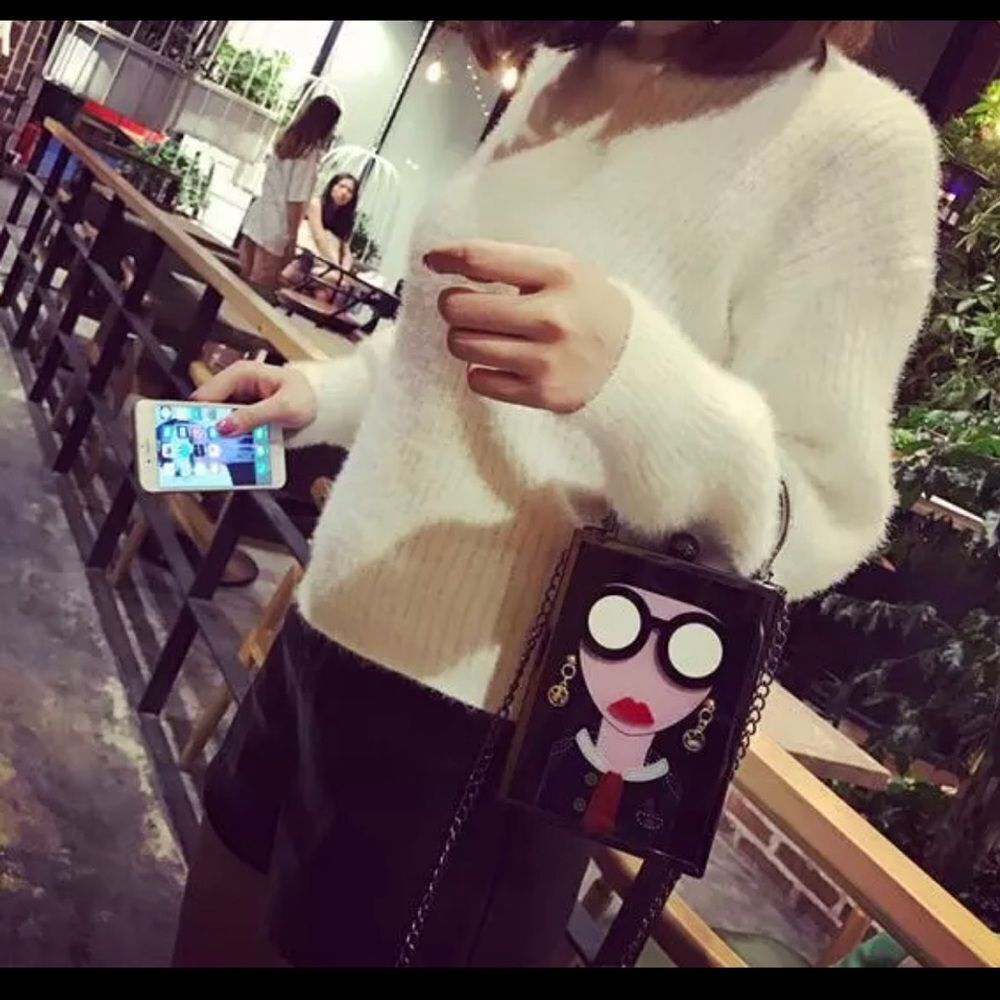 Fashion acrylic rectangular crossbody hand bag - Picture 5 of 5